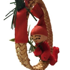 Red Elf Ornament with Woven Ring